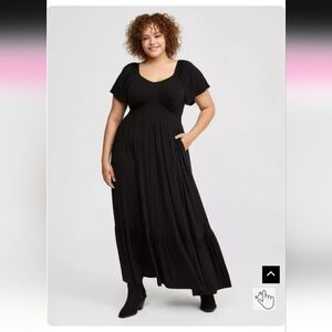 Torrid Maxi Flutter-Sleeve Tiered Dress